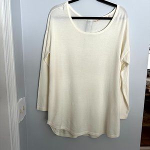 Soft Surroundings Light Sweater Cream L Back Golden Zipper